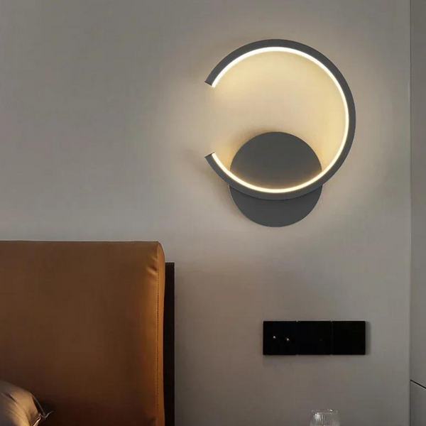 Applique Murale Moderne Design Minimaliste Arrondi Rond Led Noir Doré Blanc Métal - Hämali