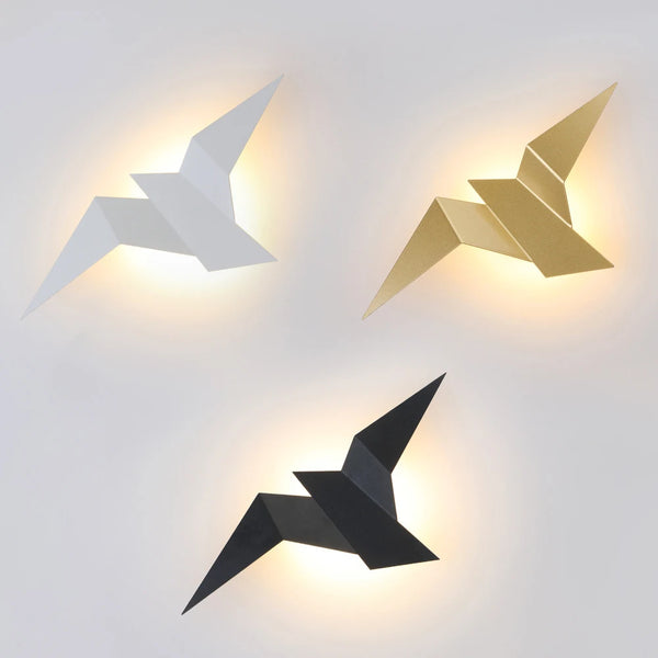 Applique Murale Moderne Design Oiseau Métal Noir Doré Blanc Led - Soly