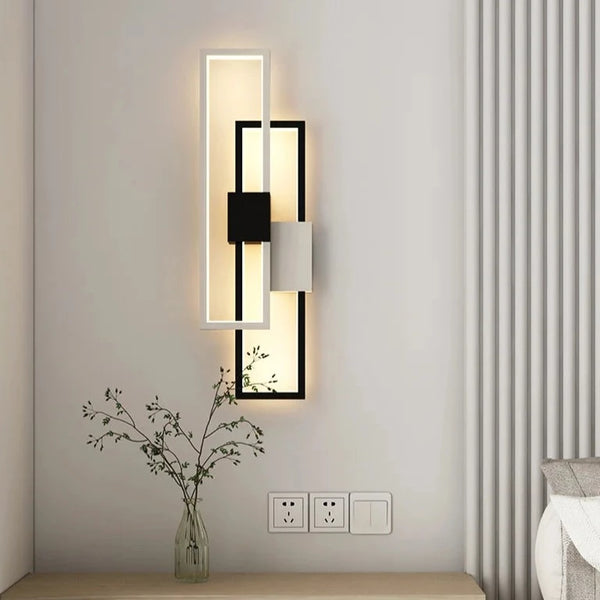 Applique Murale Minimaliste Moderne Design Led Métal Noir Blanc Doré - Sölite